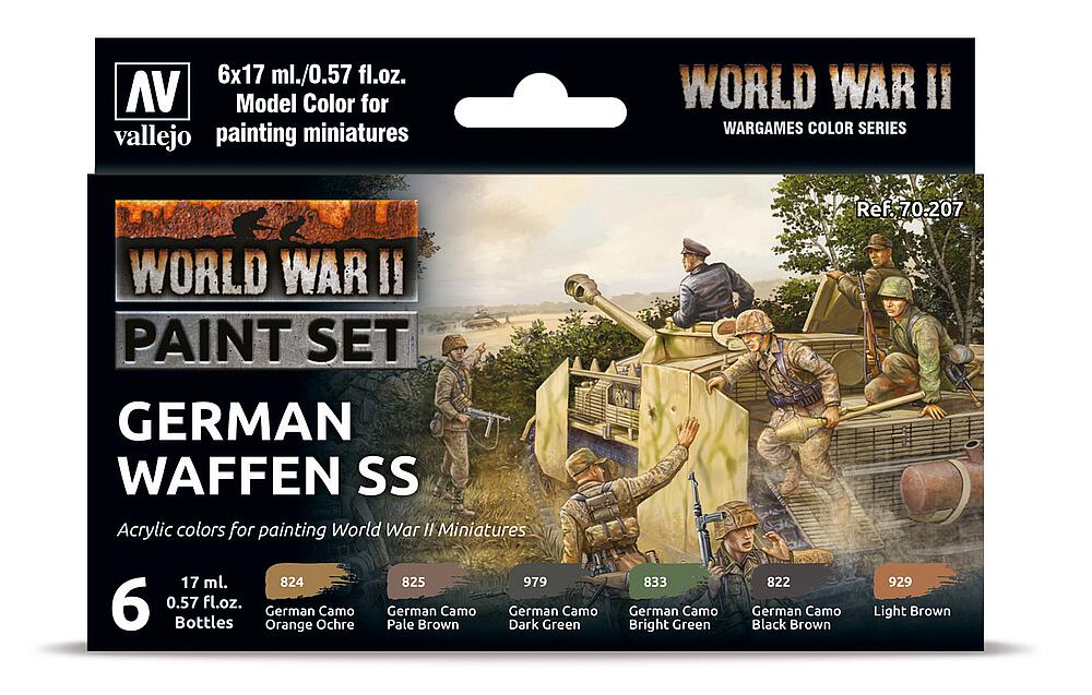 VALLEJO 70207  Set de couleurs, Waffen SS allemande, WWII 