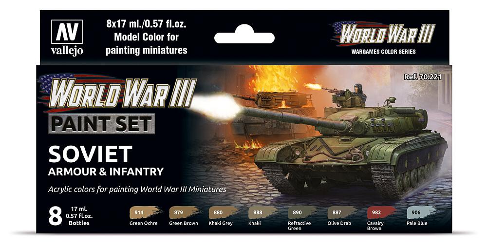 VALLEJO 70221  Set de couleurs, blindage et infanterie soviétiques, WWIII 