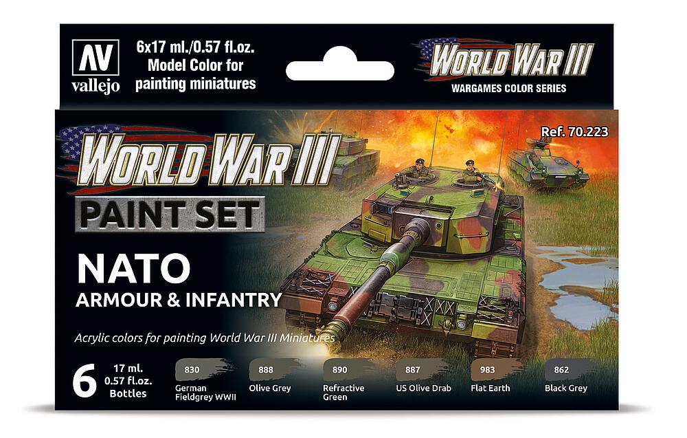 VALLEJO 70223  Kit de peinture, blindage OTAN &amp; infanterie, WWIII 