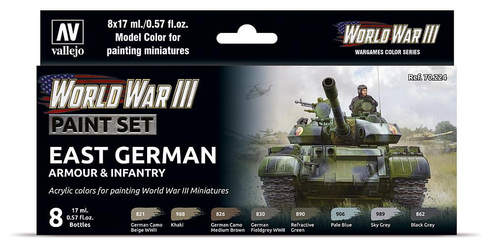 VALLEJO 70224  Kit de peinture, blindage et infanterie de la RDA 