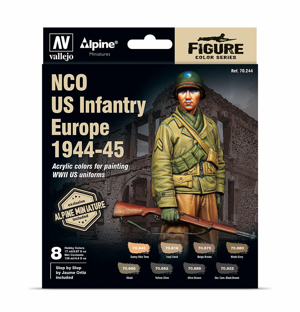VALLEJO 70244  Set de couleurs, sous-officier d'infanterie US, Europe, 1944 à 1945 