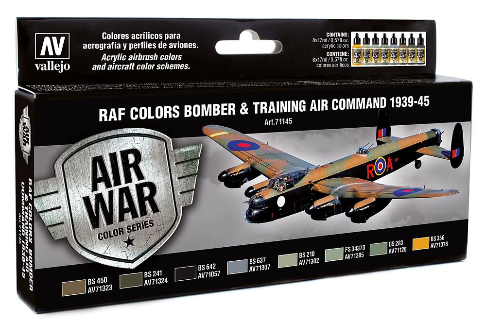 VALLEJO 71145  Set de peinture RAF Bomber &amp; Training 1939 - 1945, 8 x 17 ml 