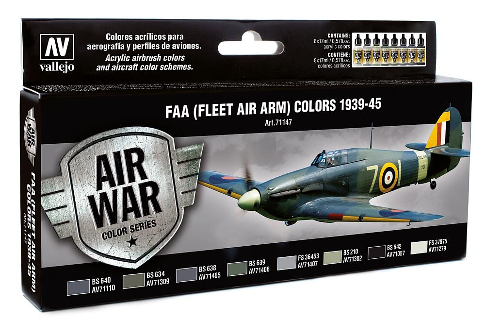 VALLEJO 71147  Set de peinture FAA (Fleet Air Army) 1939 - 1945, 8 x 17 ml 