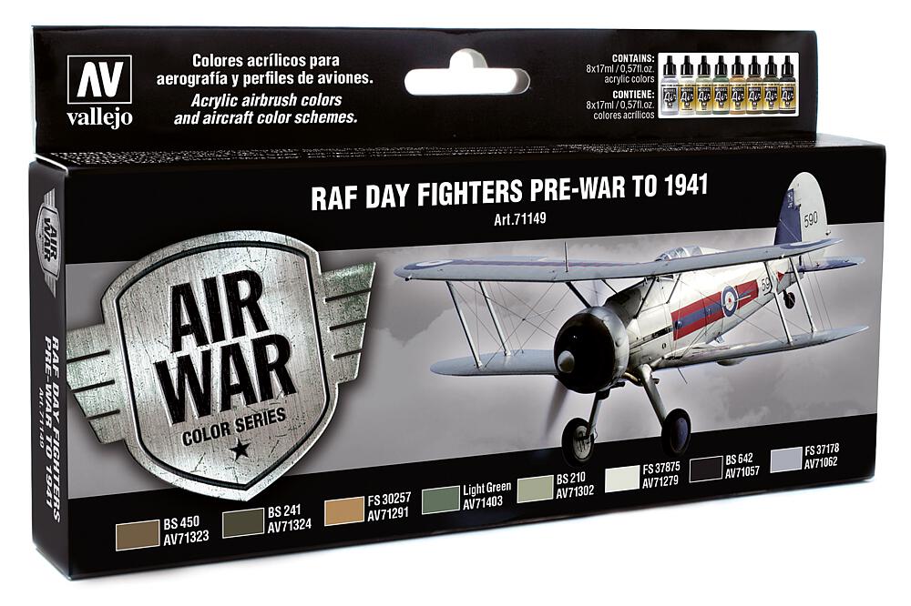 VALLEJO 71149  Set de peinture RAF chasseur de jour, 8 x 17 ml 