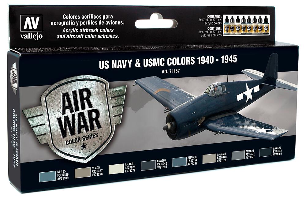VALLEJO 71157  Set de peinture, USA avions WWII, 8 x 17 ml 