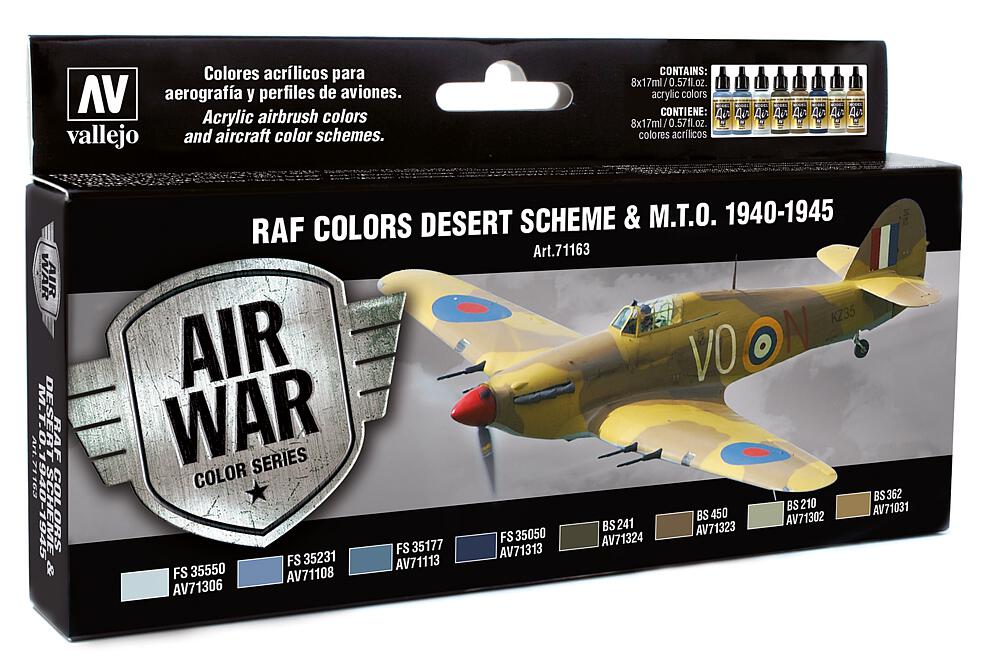 VALLEJO 71163  Set de peinture, RAF camouflage du désert WWII, 8 x 17 ml 