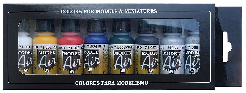 VALLEJO 71174  Set de couleurs, couleurs de base, 8 x 17 ml 