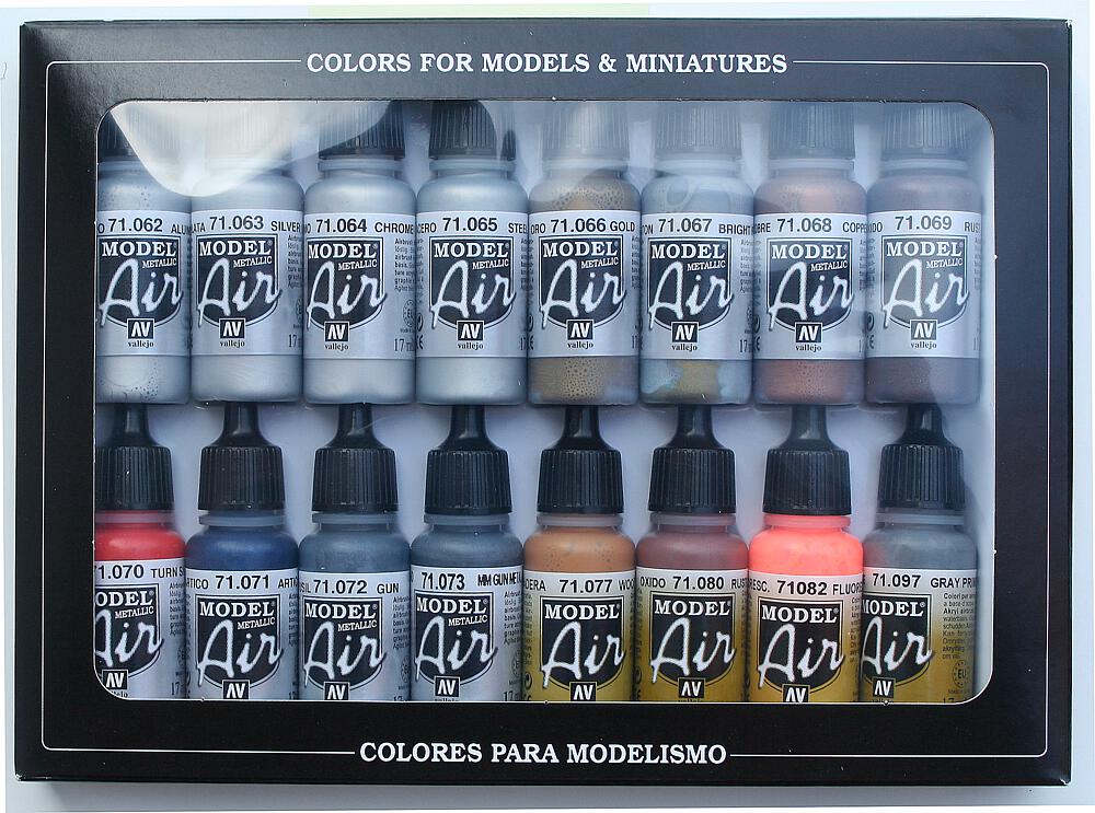 VALLEJO 71181  Set de peinture, effets métalliques, 16 x 17 ml 