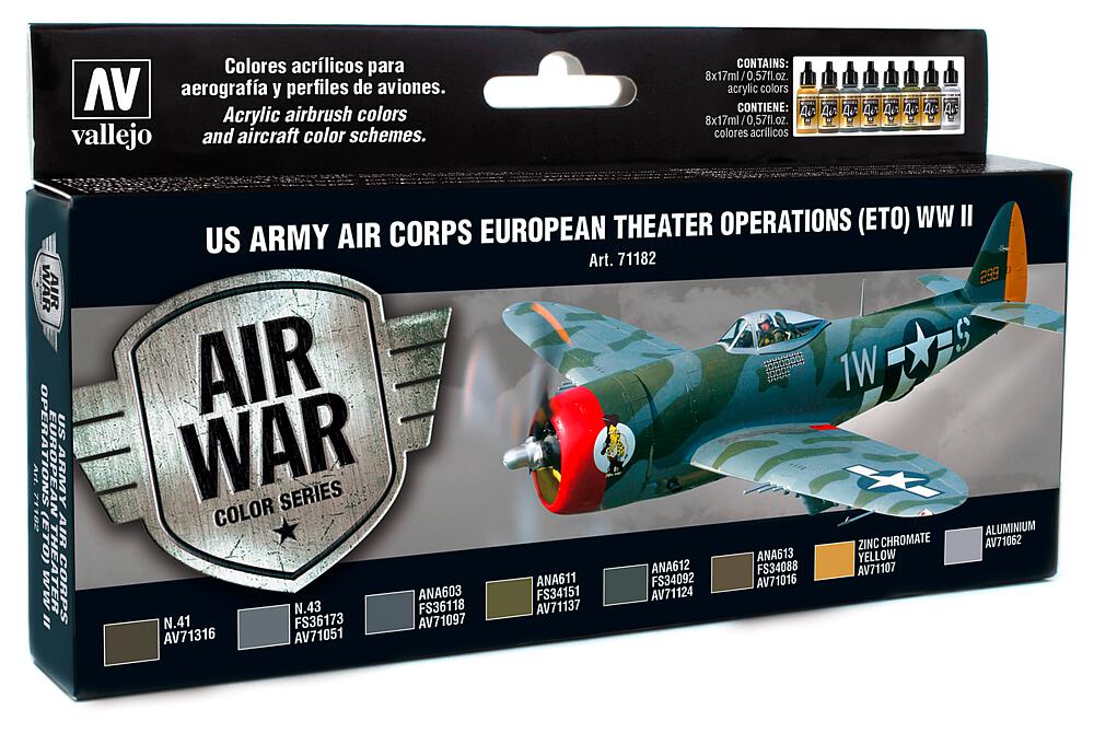 VALLEJO 71182  Set de peinture, USA avions WWII, 8 x 17 ml, opération ETO 