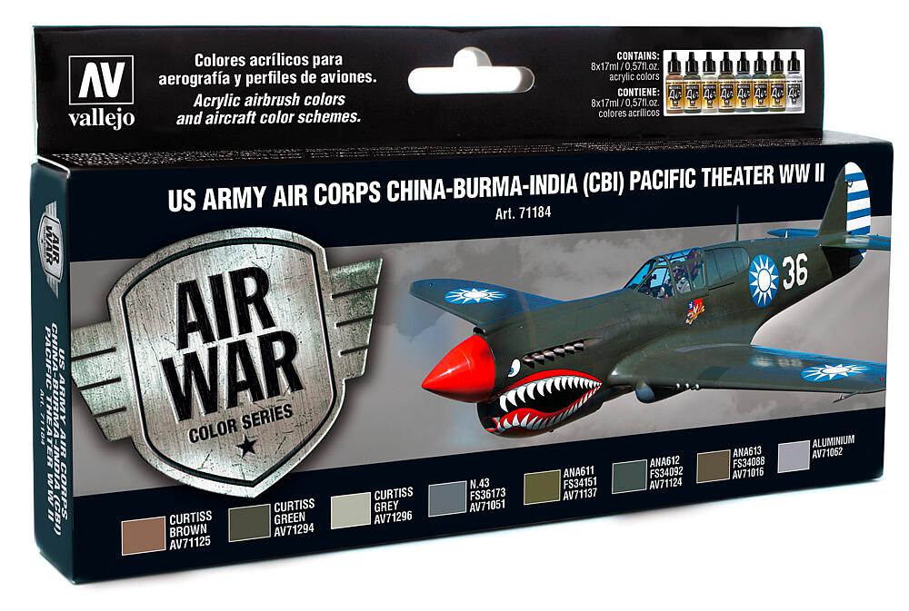 VALLEJO 71184  Kit de peinture, avions USA WWII, 8 x 17 ml, opération CBI 