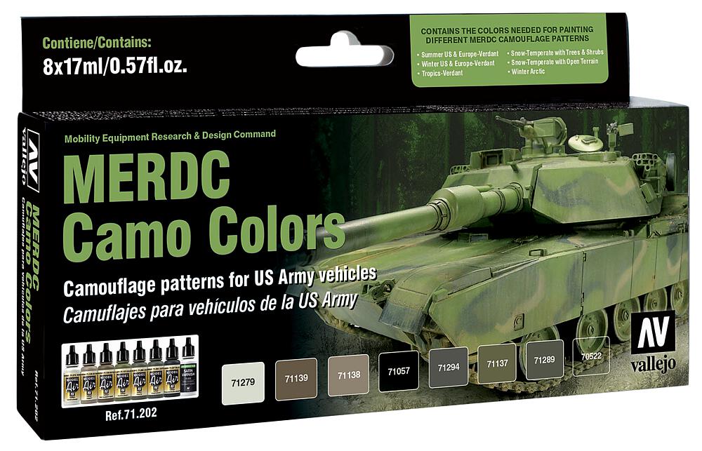 VALLEJO 71202  Kit de couleurs, US Army MERDC camouflage 