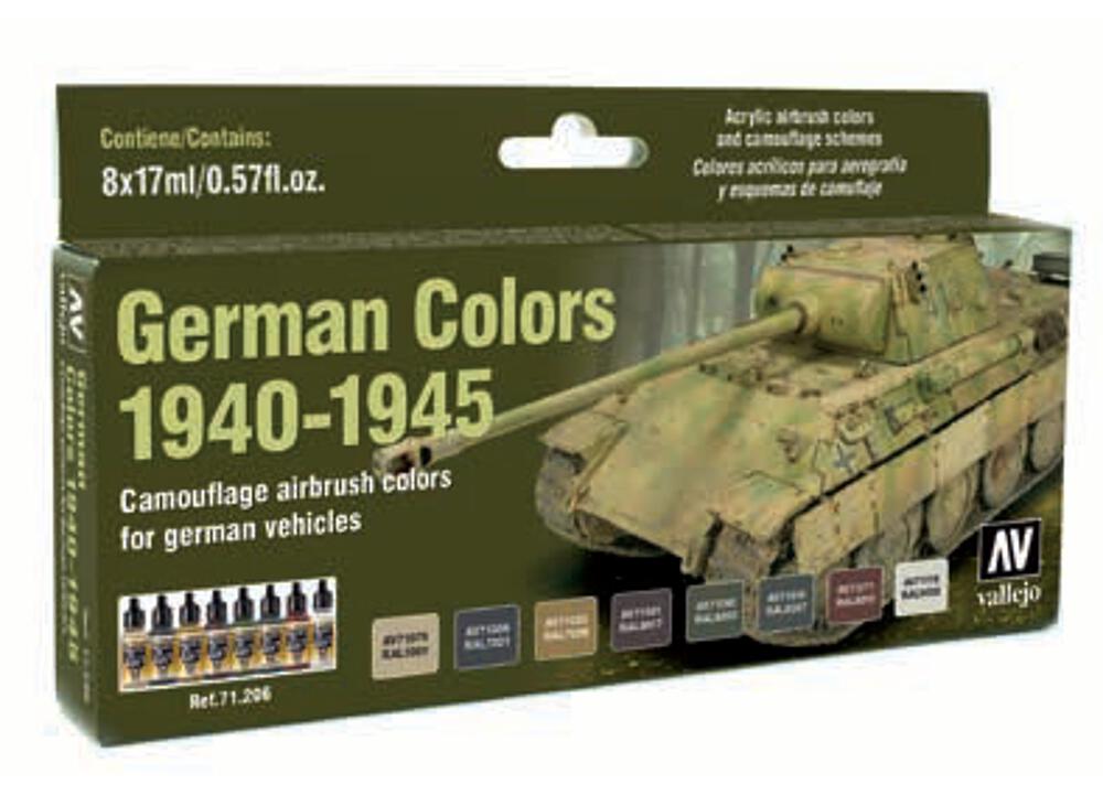 VALLEJO 71206  Set de peinture, couleurs allemandes 1940 - 1945, militaire 