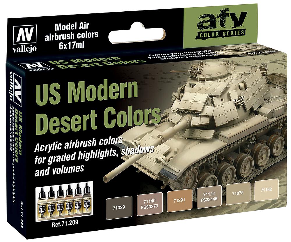 VALLEJO 71209  Set de peinture, Couleurs modernes du désert américain, 6 x 17 ml 