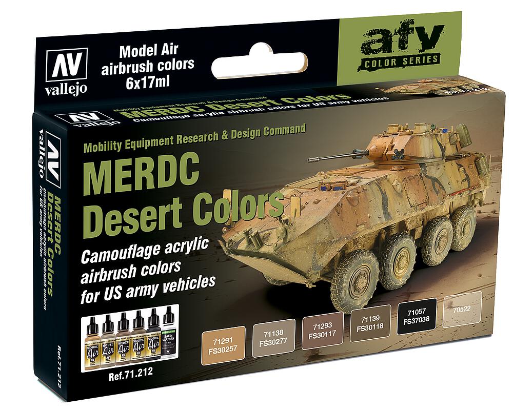 VALLEJO 71212  Kit de peinture, MERDC camouflage désert armée US, 6 x 17 ml 
