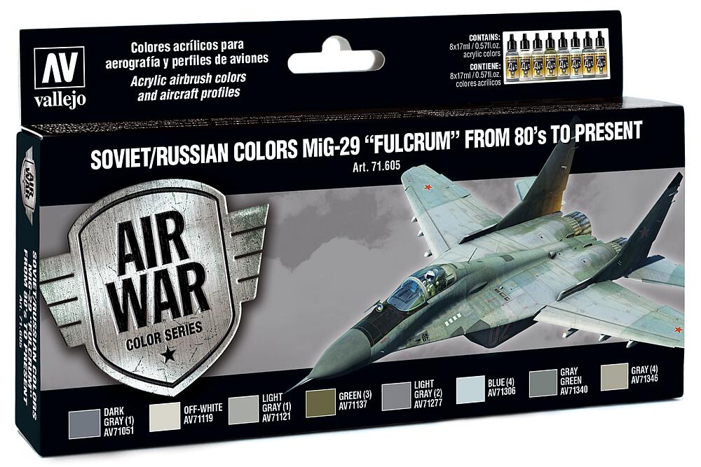 VALLEJO 71605  Set de peinture, MiG-29 Fulcrum, 8 x 17 ml 