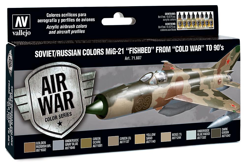 VALLEJO 71607  Set de peinture, MiG-21 Fishbed, 8 x 17 ml 