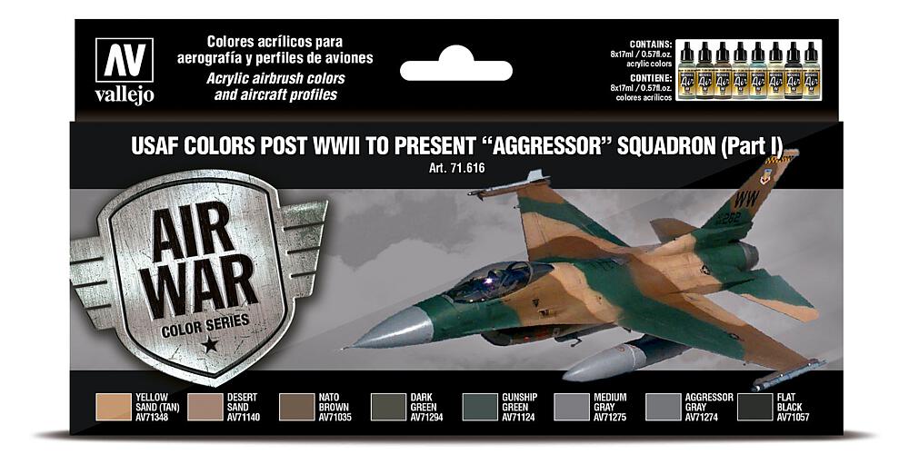 VALLEJO 71616  Set de couleurs, USAF 1940 à aujourd'hui, Aggressor Squadron, 1 