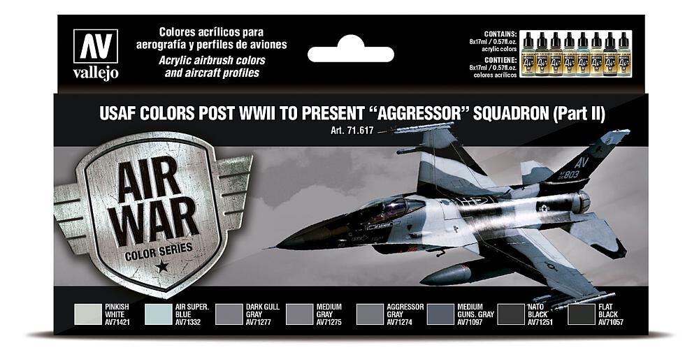 VALLEJO 71617  Set de couleurs, USAF 1940 à aujourd'hui, Aggressor Squadron, 2 