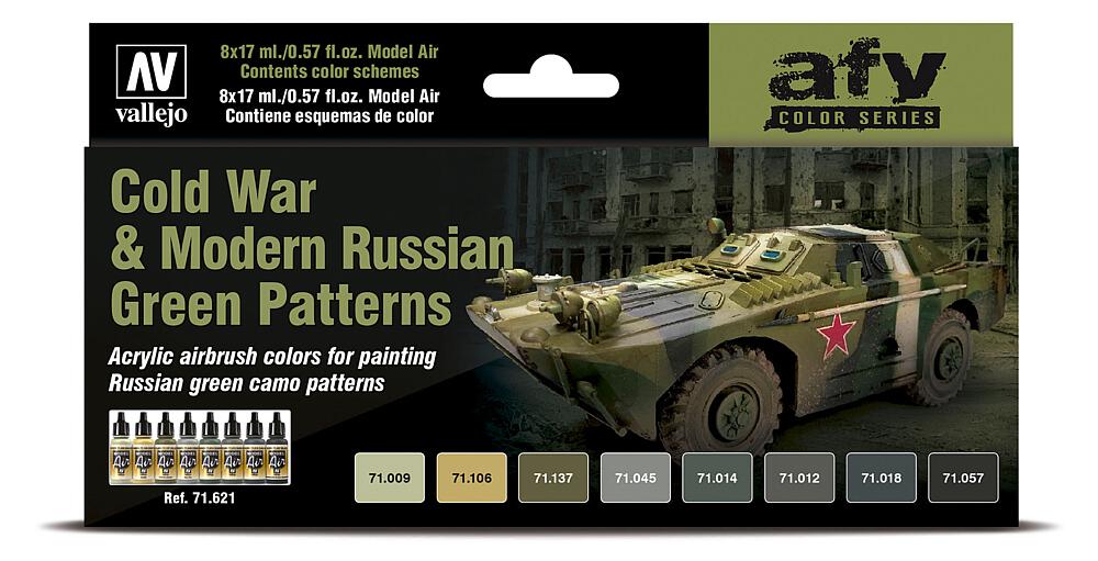[VALLEJO 71621  ] VALLEJO 71621  Set de couleurs, Guerre froide à nos jours, motif vert russe 