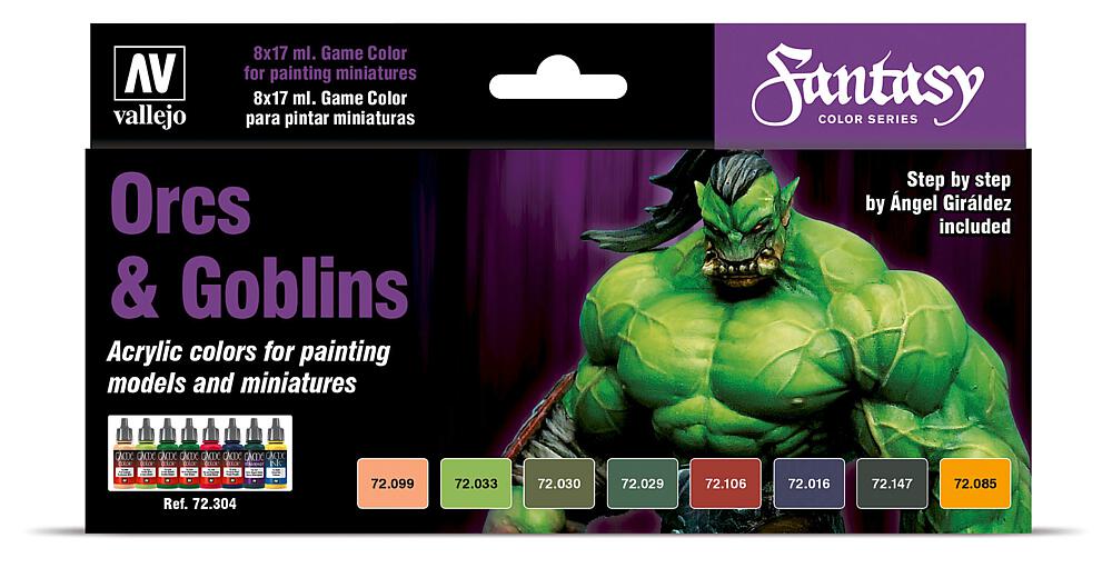 VALLEJO 72304  Set de couleurs, Orcs and Goblins by Angel Giraldez, 8 x 17 ml 
