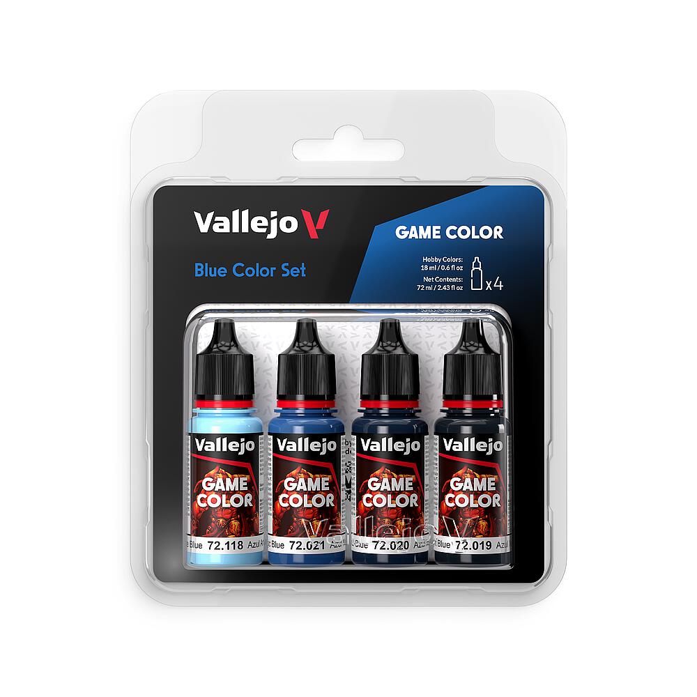 VALLEJO 72376  Set de peinture bleu, 4x 18 ml 
