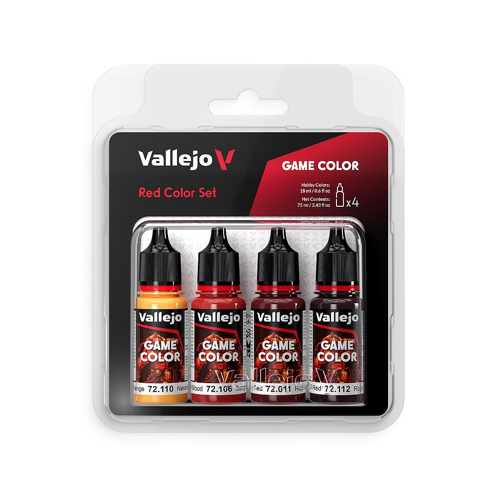 VALLEJO 72377  Set de peinture rouge, 4x 18 ml 