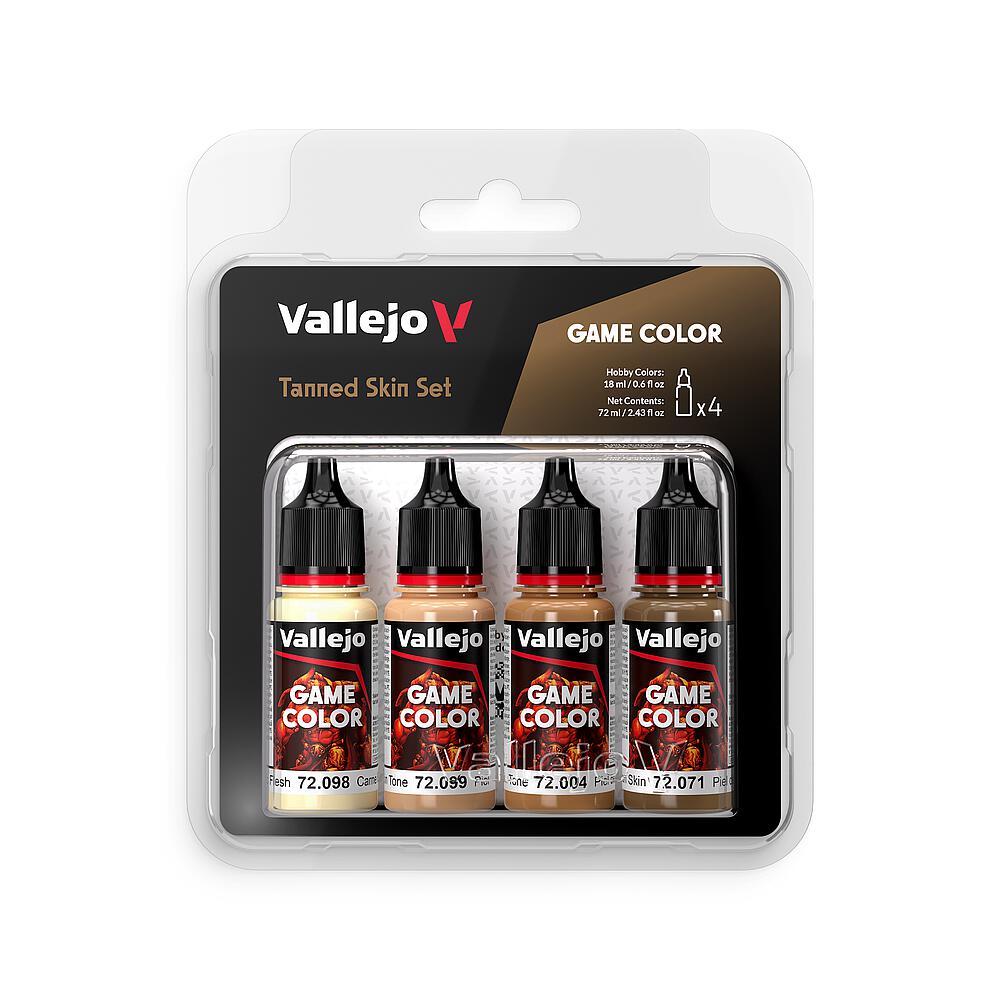 VALLEJO 72380  Set de couleurs peau bronzée, 4x 18 ml 