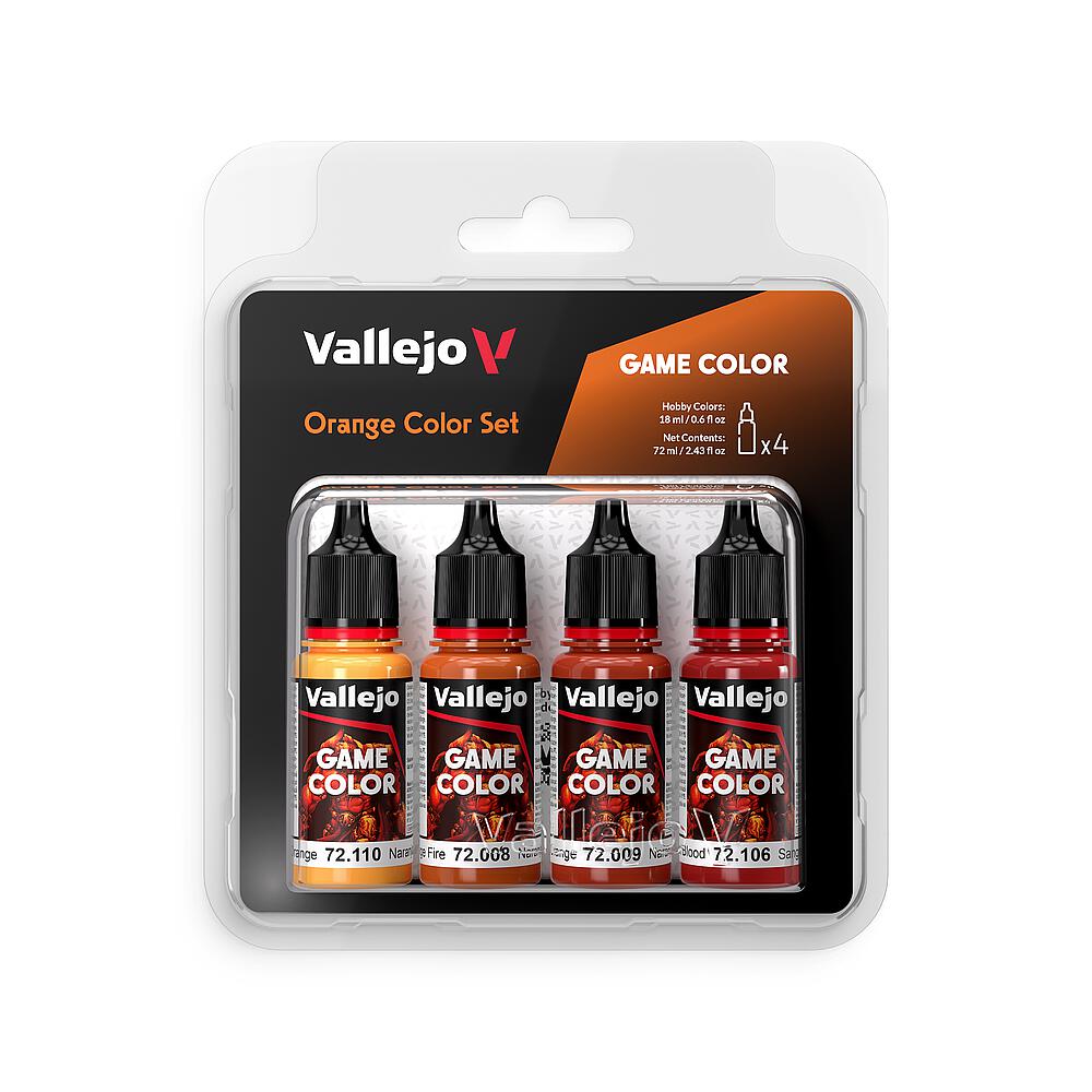 VALLEJO 72381  Set de couleurs orange, 4x 18 ml 