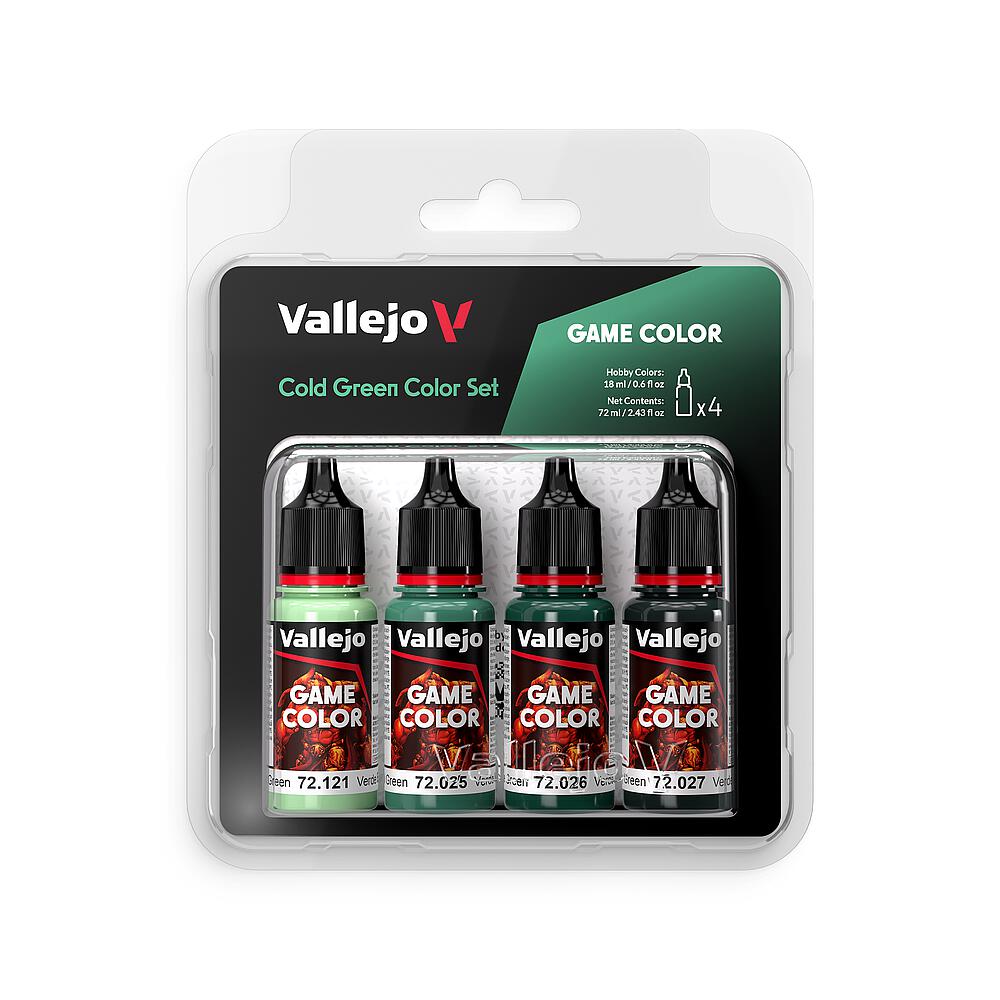 VALLEJO 72383  Set de peinture vert froid, 4x 18 ml 