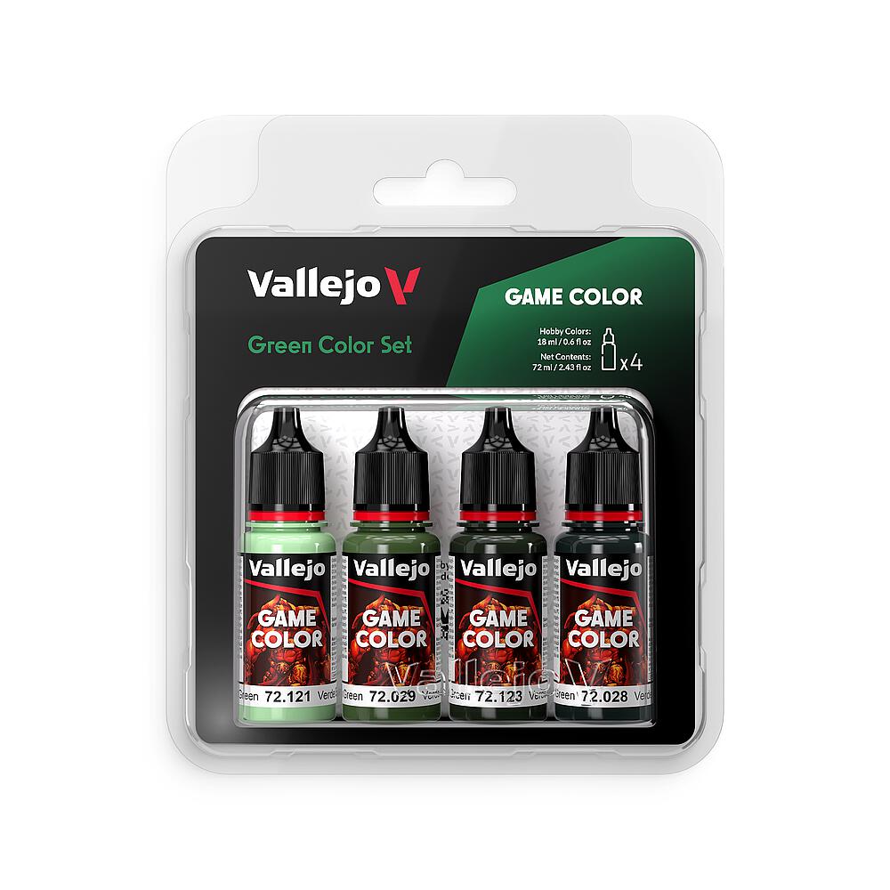 VALLEJO 72384  Set de peinture vert, 4x 18 ml 