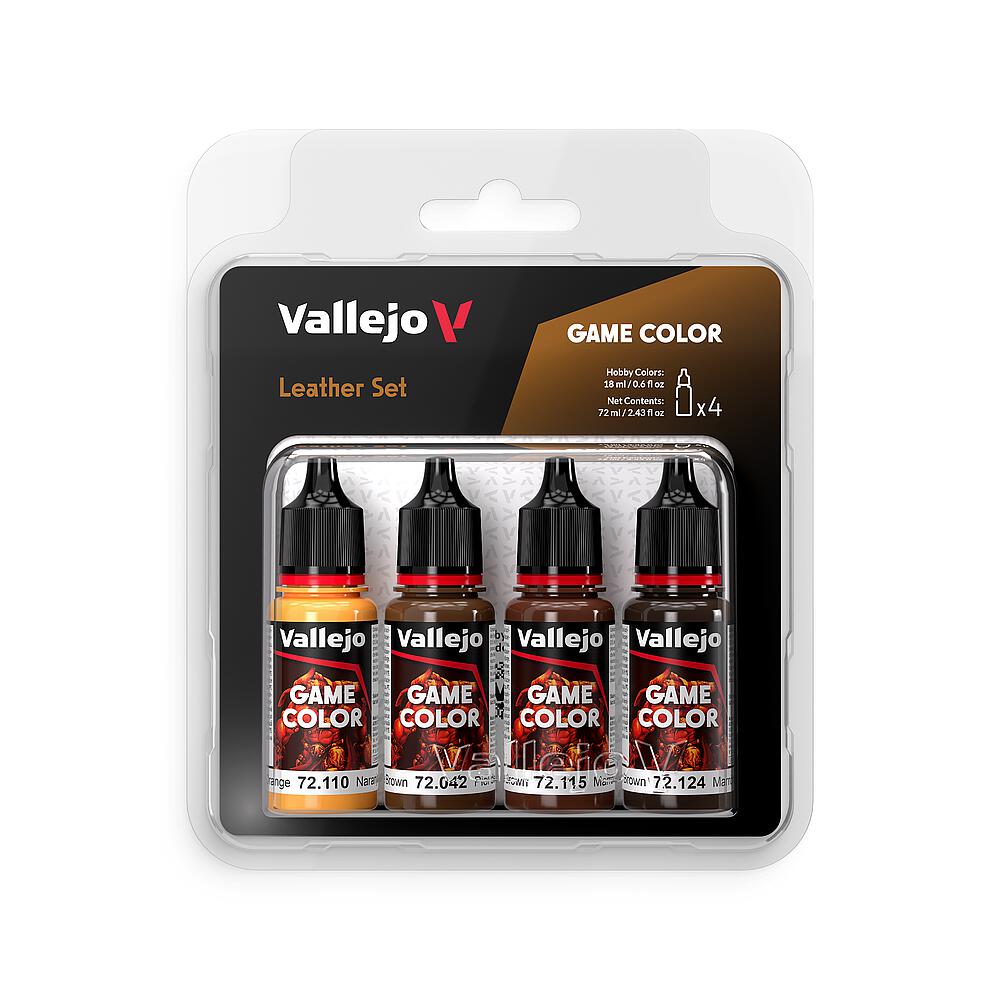 VALLEJO 72385  Set de couleurs cuir, 4x 18 ml 