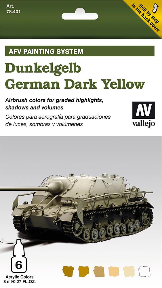 VALLEJO 78401  Jeu de couleurs, jaune foncé allemand, 6 x 8 ml 