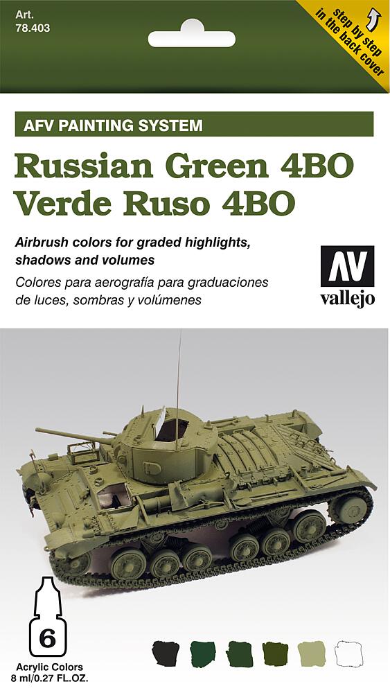 VALLEJO 78403  Set de couleurs, US Verde Ruso 4BO, 6 x 8 ml 