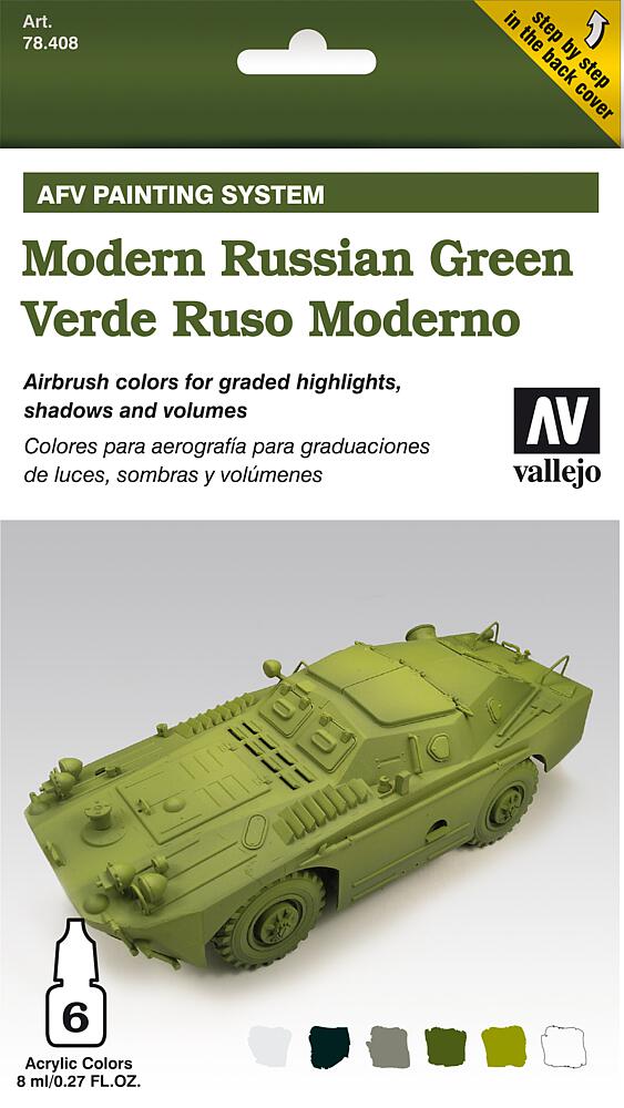[VALLEJO 78408  ] VALLEJO 78408  Jeu de couleurs, Vert russe moderne, 6 x 8 ml 