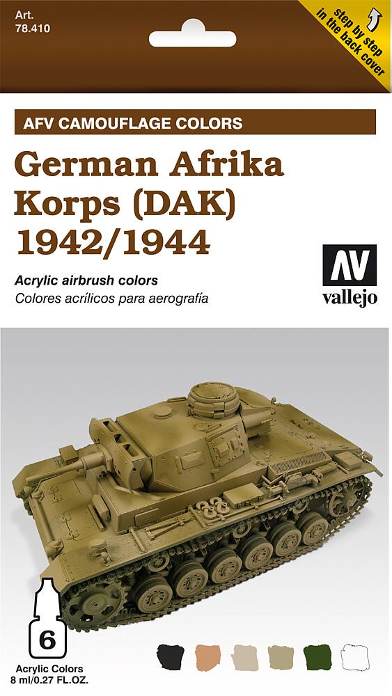 VALLEJO 78410  Set de peinture, Deutsch Afrika-Korps 42/44, 6 x 8 ml 