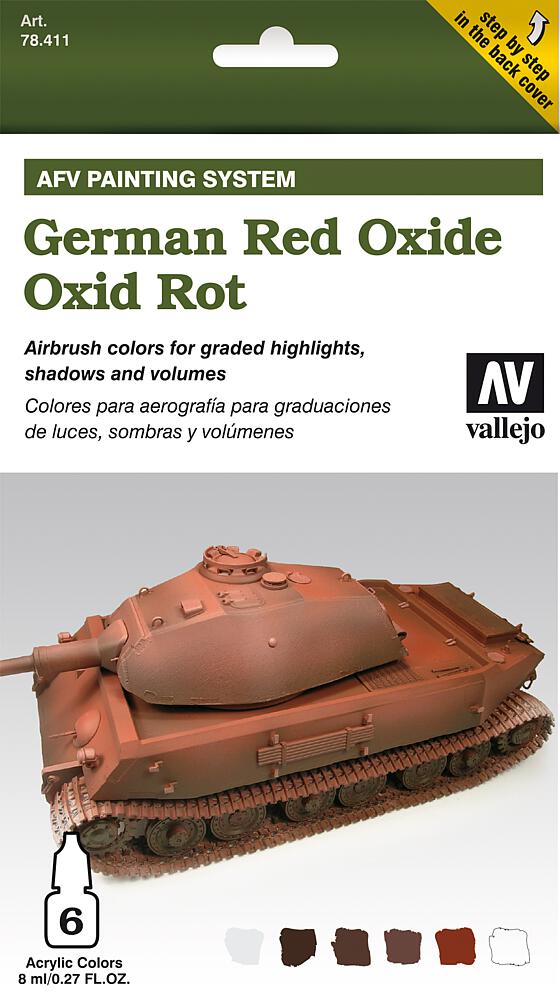 VALLEJO 78411  Kit de coloration, oxyde rouge allemand, 6 x 8 ml 