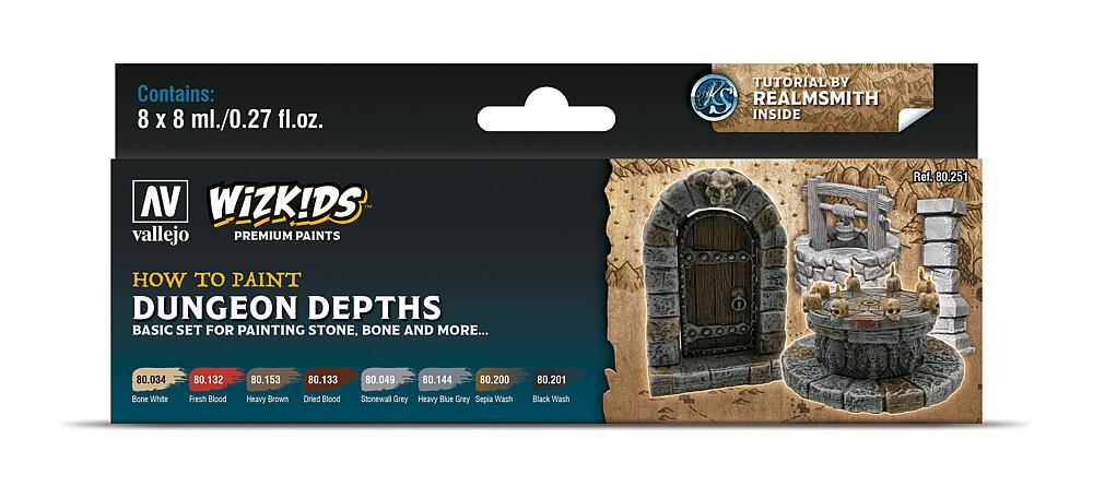 VALLEJO 80251  Jeu de couleurs, WizKids Profondeur du donjon, 8 x 8 ml 