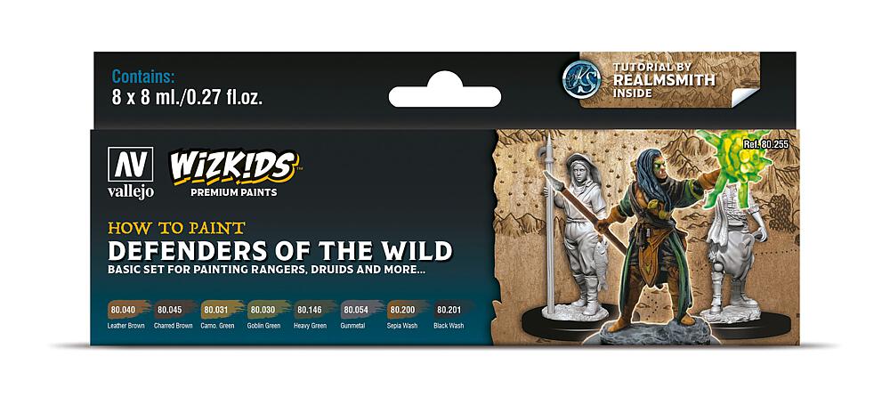 VALLEJO 80255  Set de couleurs, WizKids Défenseur de la nature sauvage, 8 x 8 ml 