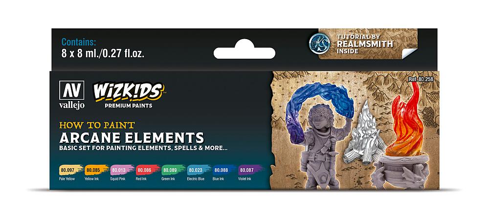 [VALLEJO 80258  ] VALLEJO 80258  Set de couleurs, éléments d'arcanes WizKids, 8 x 8 ml 