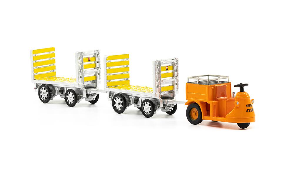 ACE 85008703  1/87 SBB Tracteur électrique Nefag 3 roues avec 2 trolleys 