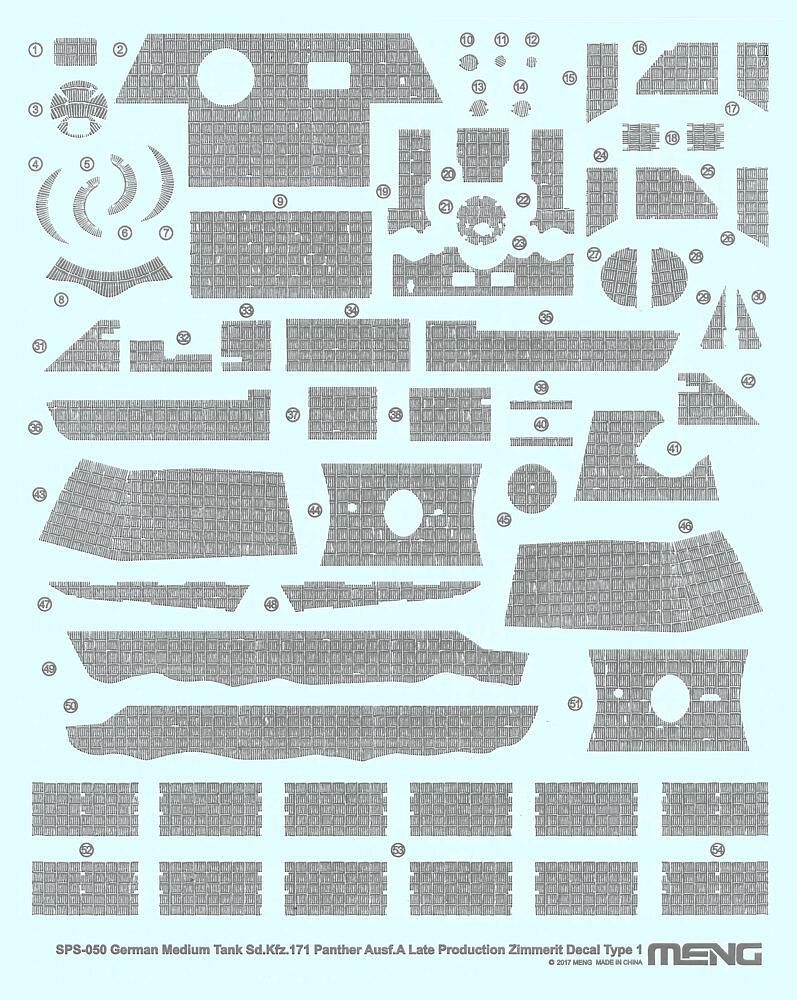 MENG MODEL SPS-050  1/35 Décoration en Zimmerit A pour le Sd.Kfz. 171 Panther 