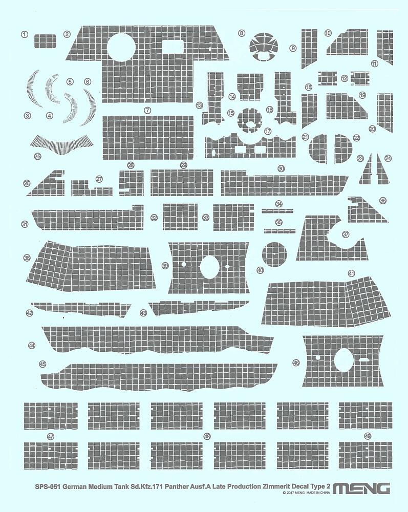 MENG MODEL SPS-051  1/35 Décoration en Zimmerit B pour Sd.Kfz. 171 Panther 