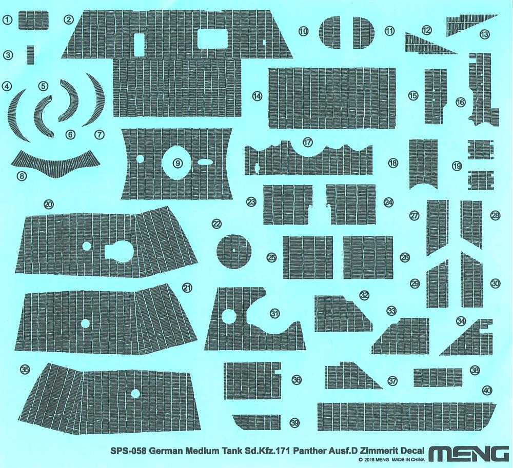 MENG MODEL SPS-058  1/35 Sd.Kfz. 171, pièces en Zimmerit 