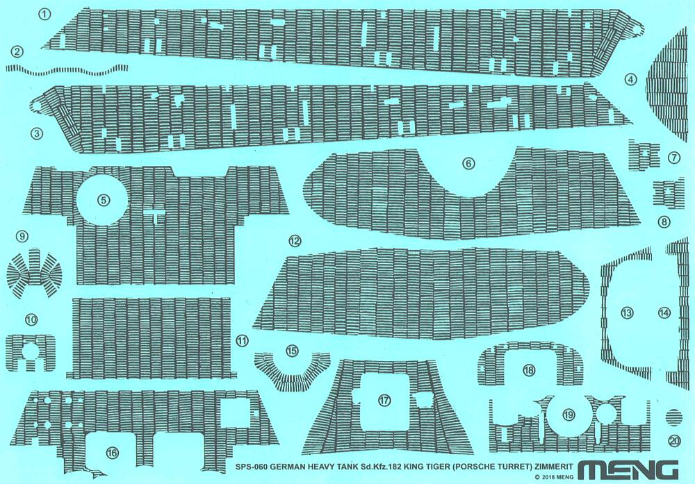 MENG MODEL SPS-060  1/35 Décalcomanie en Zimmerit pour Sd.Kfz. 182, tour Porsche 
