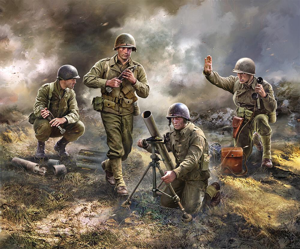 ZVEZDA 6287  1/100 US mortier de 81 mm avec équipage 