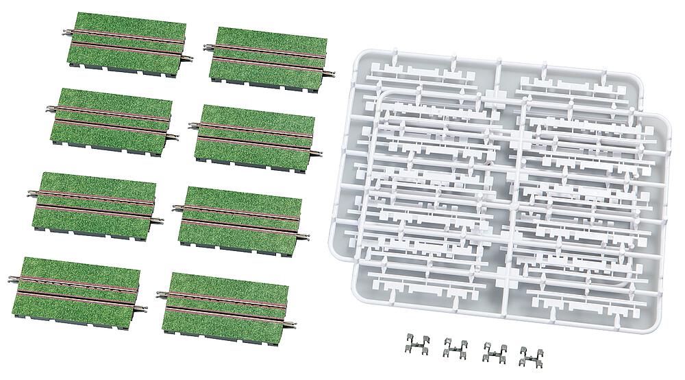 TOMYTEC 17899  N  8 rails de tramway, droits, 70 mm, végétalisés 