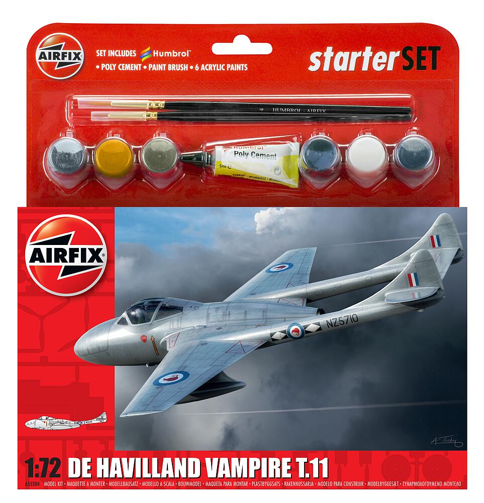 AIRFIX A55204A  1/72 Medium Starter Set, De Havilland Vampire T11 