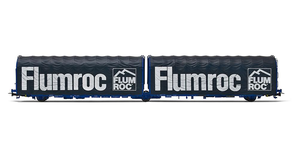 JOUEF HJ6252  1:87 H0  SNCF, wagon articulé à 3 essieux et bâche type Lailps 2387 421 6 015-9, FLUMROC, bleu avec logo, ép. IV-V 