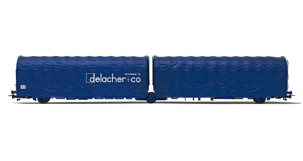 RIVAROSSI HR6603  1:87 H0  Wagon à bâche articulée à 3 essieux type Lailps 23 87 421 6005-0, DELACHER + CO, ep. V 