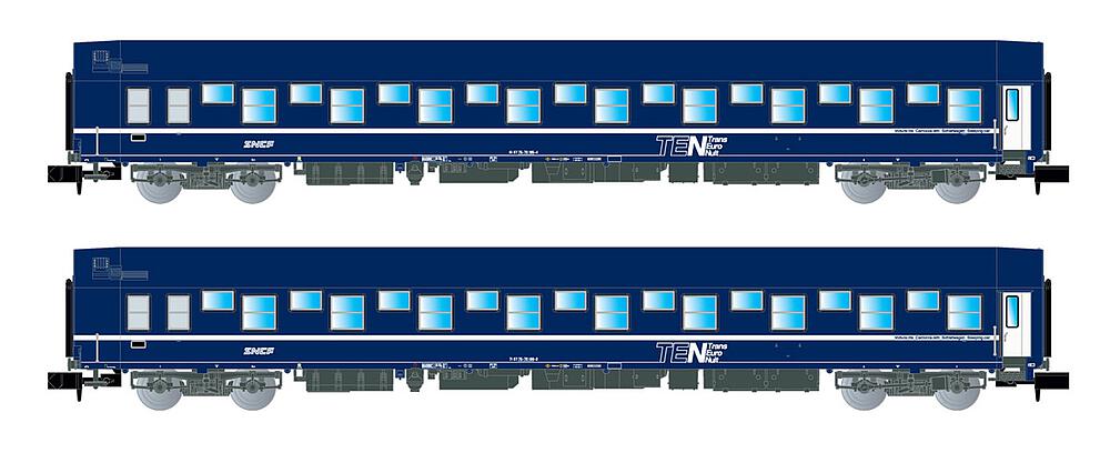 ARNOLD HN4405  1/160   SNCF, Coffret de 2 voitures-lits T2, bleu avec logo nouille 
